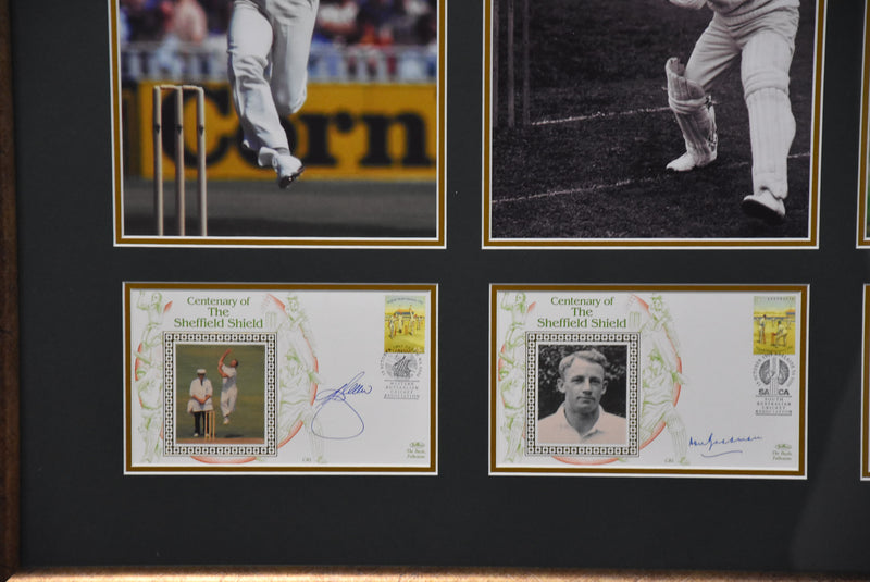 Load image into Gallery viewer, 100 Years of Sheffield Shield and County Cricket Collage, from Unique Memorabilia. 

