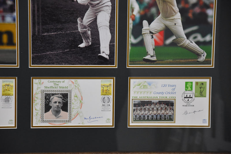 Load image into Gallery viewer, 100 Years of Sheffield Shield and County Cricket Collage, from Unique Memorabilia. 
