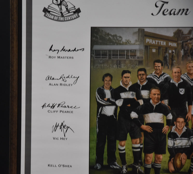 Load image into Gallery viewer, Western Suburbs Magpies Team of the Century Signed Collage, from Unique Memorabilia. 
