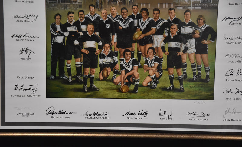 Load image into Gallery viewer, Western Suburbs Magpies Team of the Century Signed Collage, from Unique Memorabilia. 

