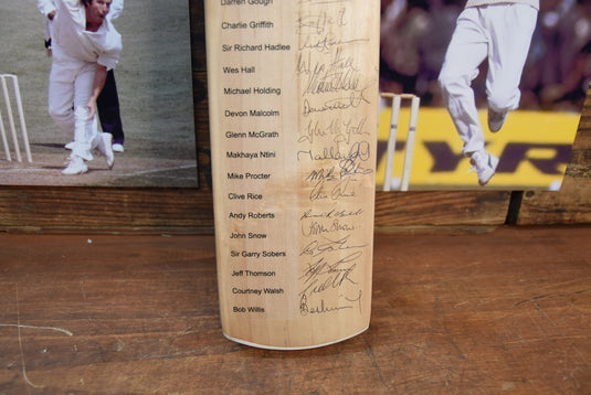 The Lord's Taverners "Fast Bowlers Dinner" Bat Personally Signed by 22 of the Best