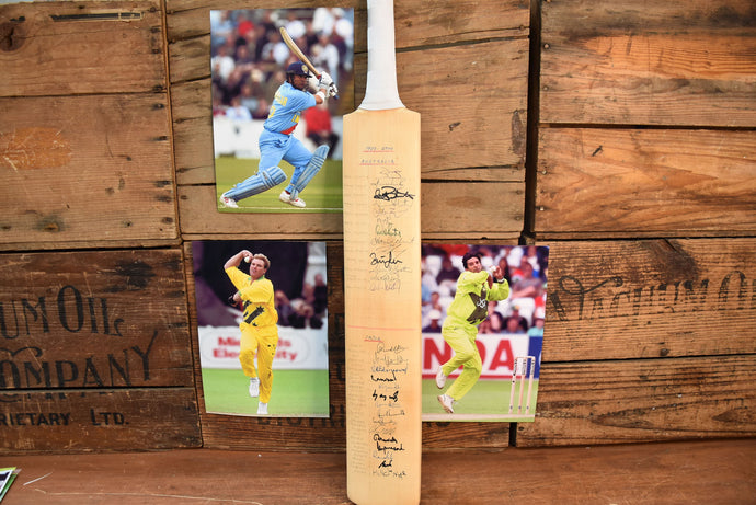 1999/2000 Bat Personally Signed by Australia, India and Pakistan