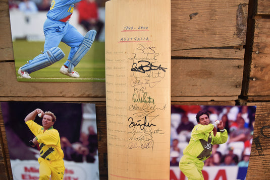 1999/2000 Bat Personally Signed by Australia, India and Pakistan
