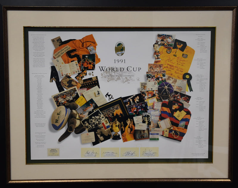 Load image into Gallery viewer, Wallabies 1991 World Cup Champions Personally Signed Collage, from Unique Memorabilia. 
