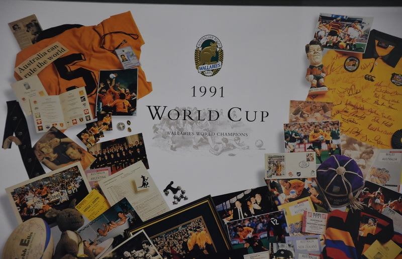 Load image into Gallery viewer, Wallabies 1991 World Cup Champions Personally Signed Collage, from Unique Memorabilia. 
