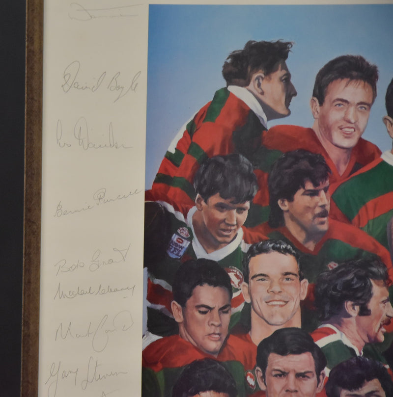 Load image into Gallery viewer, South Sydney Legends Personally Signed Team Collage, from Unique Memorabilia. 

