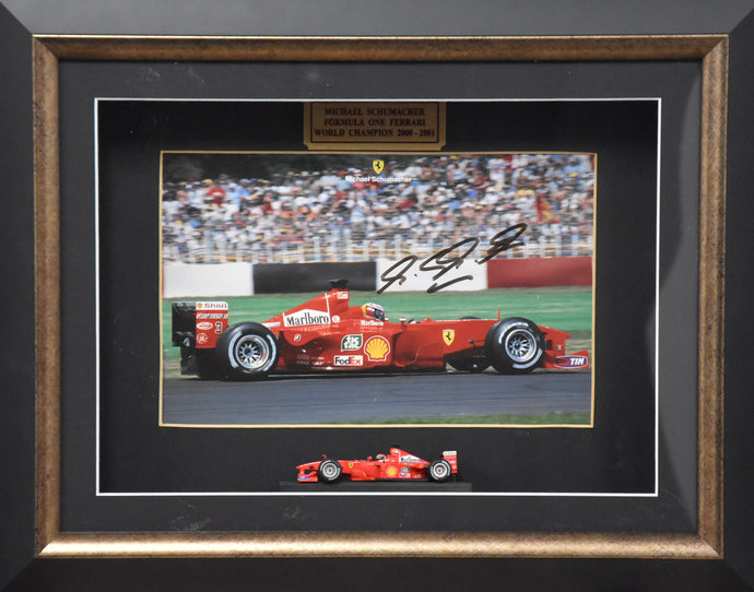 2000-2001 F1 Champion Personally Signed Michael Schumacher Collage, from Unique Memorabilia. 