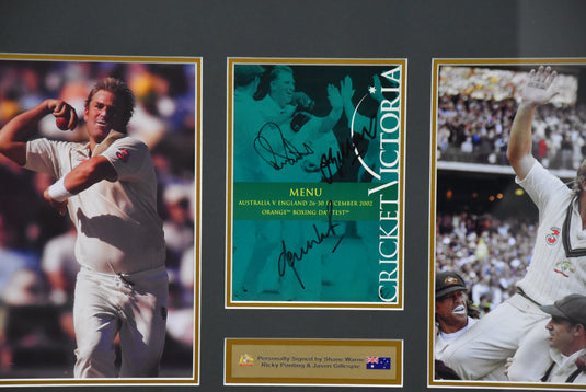 'Cricketing Icons' Personally Signed by Warne, Ponting and Gillespie, from Unique Memorabilia. 
