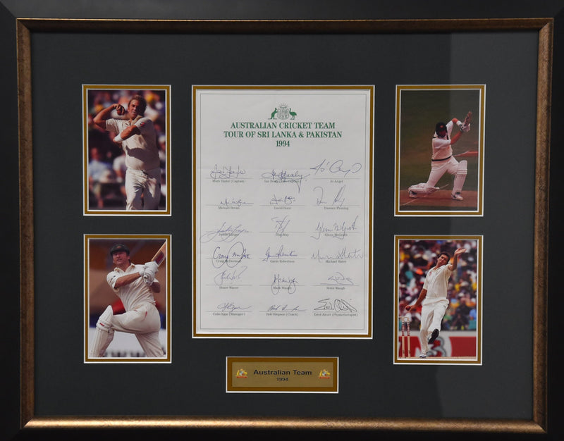 Load image into Gallery viewer, Australia 1994 Tour vs Sri Lanka and Pakistan Personally Signed Team Collage, from Unique Memorabilia. 
