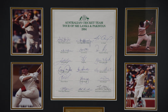 Australia 1994 Tour vs Sri Lanka and Pakistan Personally Signed Team Collage, from Unique Memorabilia. 