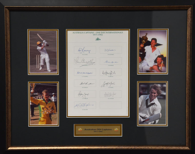 Load image into Gallery viewer, Australian ODI Captains 1971-1992 Personally Signed Collage, from Unique Memorabilia. 
