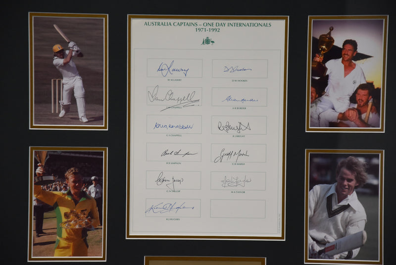 Load image into Gallery viewer, Australian ODI Captains 1971-1992 Personally Signed Collage, from Unique Memorabilia. 
