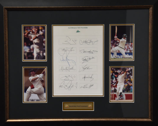 Australian Test Players Collage Personally Signed by Warne, McGrath and More! From Unique Memorabilia. 