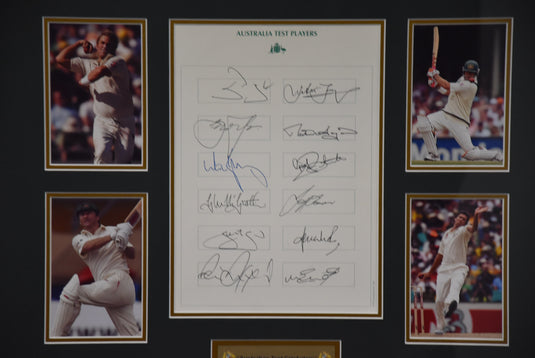 Australian Test Players Collage Personally Signed by Warne, McGrath and More! From Unique Memorabilia. 