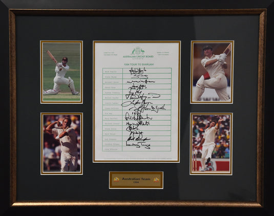 Australia 1994 Tour to Sharjah Personally Signed Collage, from Unique Memorabilia. 