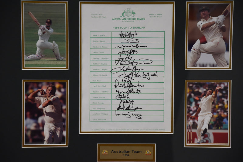 Load image into Gallery viewer, Australia 1994 Tour to Sharjah Personally Signed Collage, from Unique Memorabilia. 
