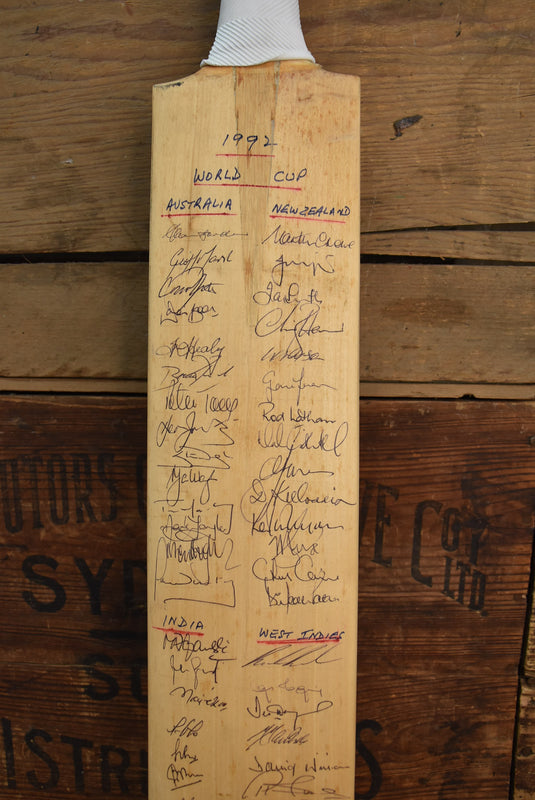 1992 World Cup Cricket Bat Personally Signed by All 9 Teams