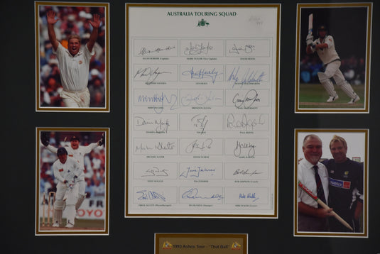 Australia 1993 Ashes Tour 'That Ball' Team Signed Collage, from Unique Memorabilia. 