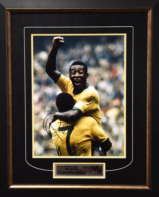 Pele Personally Signed World Cup Celebration, Framed