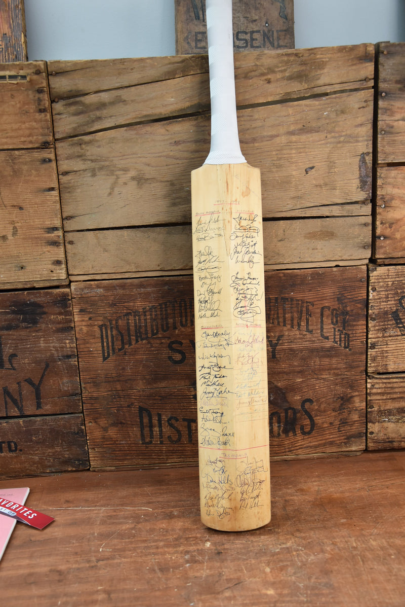 Load image into Gallery viewer, 1997/1998 Bat Personally Signed by All 6 Teams Incl. Warne, Taylor, Waugh
