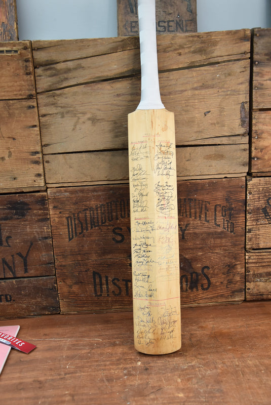1997/1998 Bat Personally Signed by All 6 Teams Incl. Warne, Taylor, Waugh