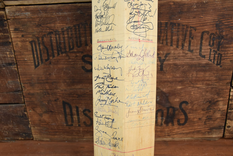 Load image into Gallery viewer, 1997/1998 Bat Personally Signed by All 6 Teams Incl. Warne, Taylor, Waugh
