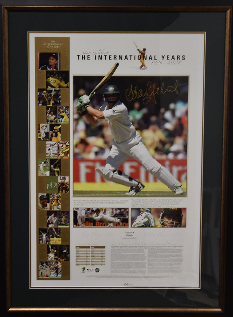 Load image into Gallery viewer, Adam Gilchrist &quot;The International Years&quot; Personally Signed Collage, from Unique Memorabilia. 
