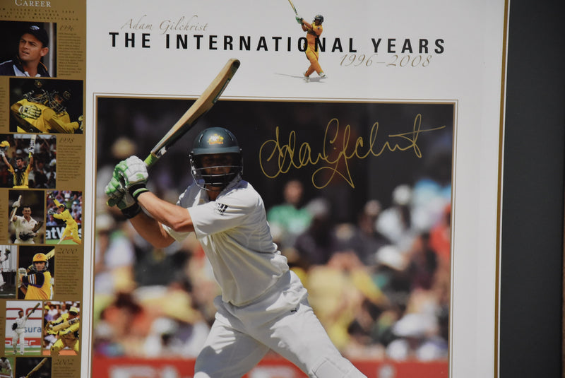 Load image into Gallery viewer, Adam Gilchrist &quot;The International Years&quot; Personally Signed Collage, from Unique Memorabilia. 
