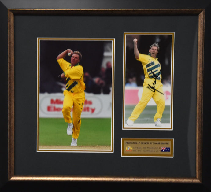 Shane Warne Personally Signed One-Day International Collage, from Unique Memorabilia. 
