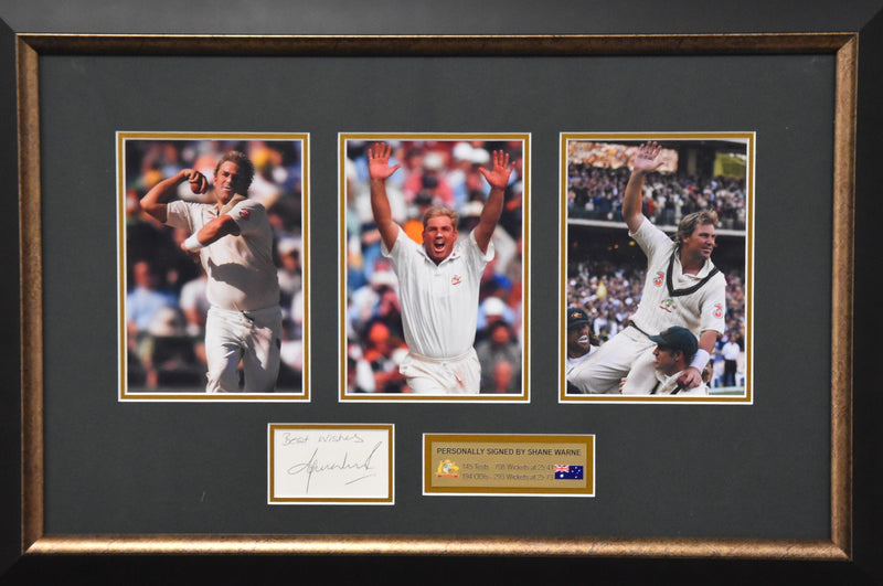 Load image into Gallery viewer, Shane Warne &quot;The King&quot; Personally Signed Collage, from Unique Memorabilia. 
