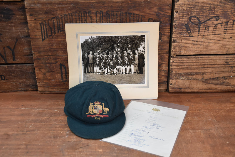Load image into Gallery viewer, 1956 Test Worn Baggy Green Cap from Unique Memorabilia

