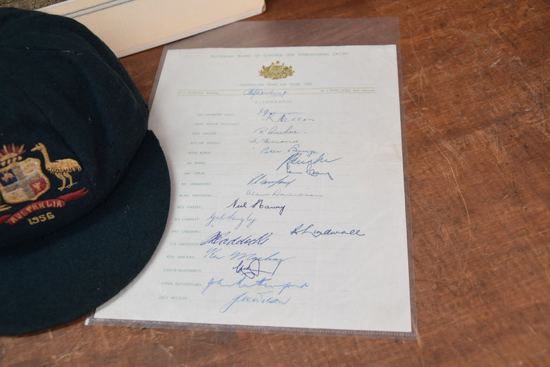 Load image into Gallery viewer, 1956 Test Worn Baggy Green Cap from Unique Memorabilia
