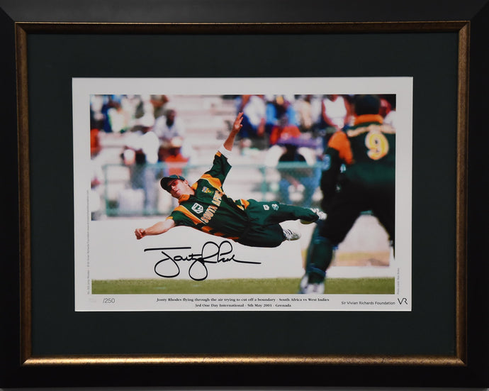 Jonty Rhodes South Africa Cricket Personally Signed Career Tribute, Framed