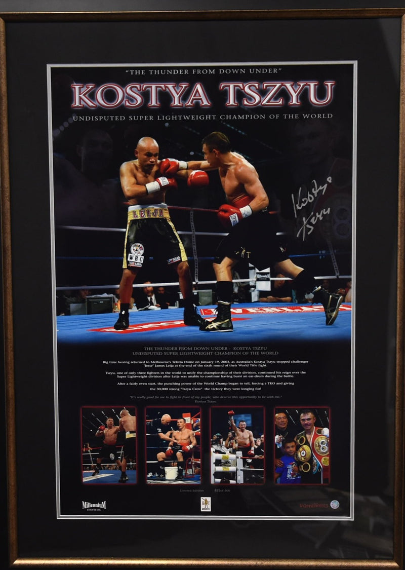 Load image into Gallery viewer, Kostya Tszyu &quot;Champion of The World&quot; Personally Signed Collage, from Unique Memorabilia. 
