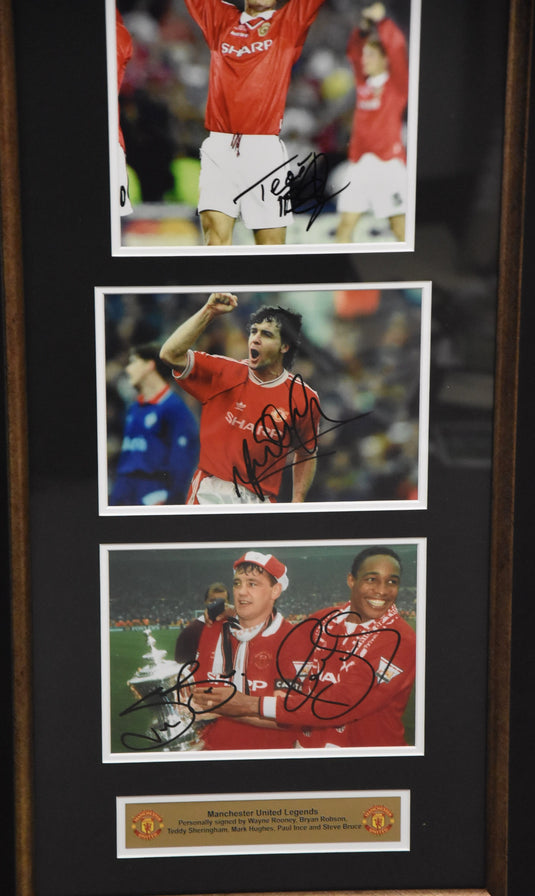 "Manchester United Legends" Personally Signed by 6 Inc. Rooney, Robson, Sheringham