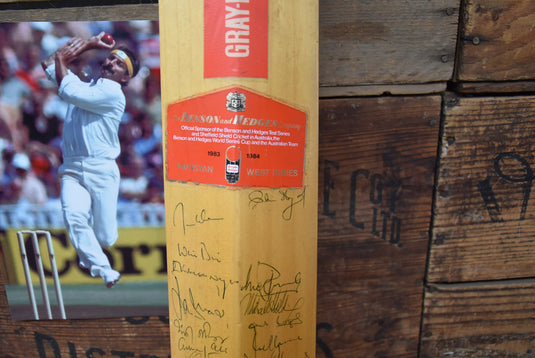 1983-84 World Series Cup Bat Personally Signed by Australia, WIndies & Pakistan