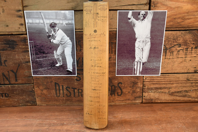 1938 Australia v England Ashes Test Bat Personally Signed by Both Teams