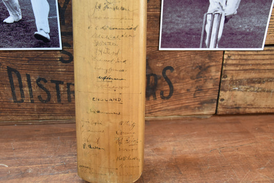 1938 Australia v England Ashes Test Bat Personally Signed by Both Teams