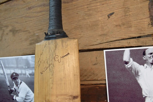 1938 Australia v England Ashes Test Bat Personally Signed by Both Teams