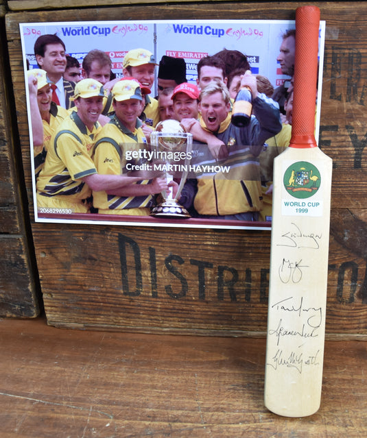 Australia 1999 World Cup Winners Personally Signed Mini Bat Inc. Warne