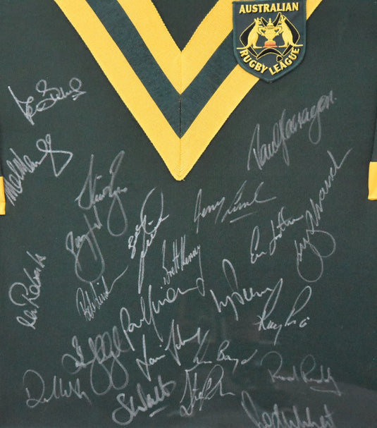 Australian Rugby League Legends Signed Jersey, Framed Incl.Sterling Lamb, Rogers