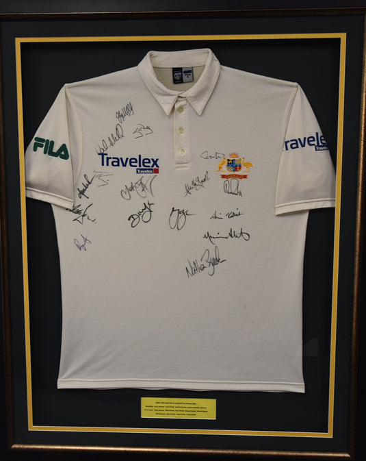 Australia 2001 Ashes Team Signed Shirt, from Unique Memorabilia. 