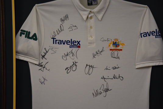 Australia 2001 Ashes Team Signed Shirt, from Unique Memorabilia. 