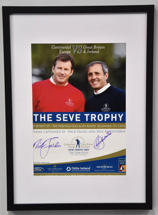 Seve Ballesteros and Sir Nick Faldo Personally Signed Poster, Framed