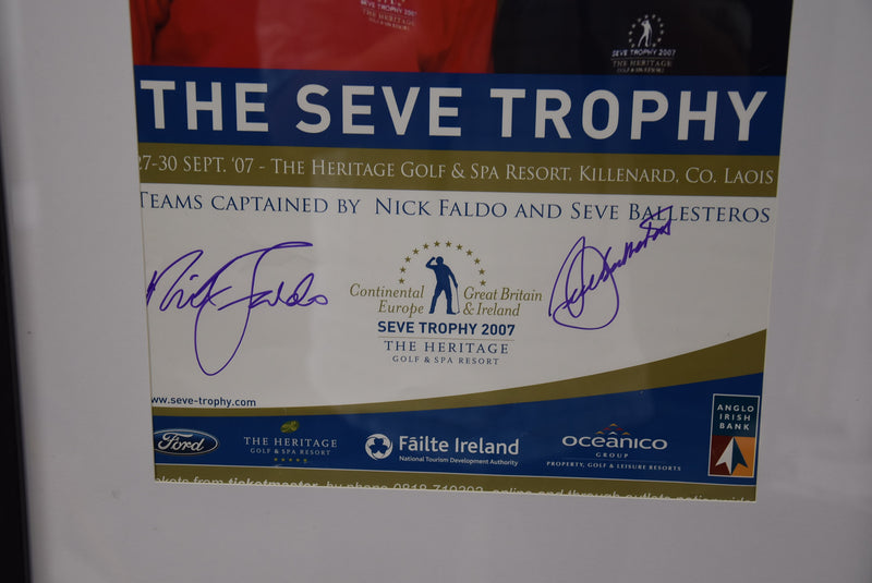 Load image into Gallery viewer, Seve Ballesteros and Sir Nick Faldo Personally Signed Poster, Framed
