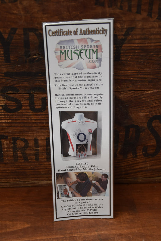 Martin Johnson England Rugby Dual Signed Jersey & Photo, Framed
