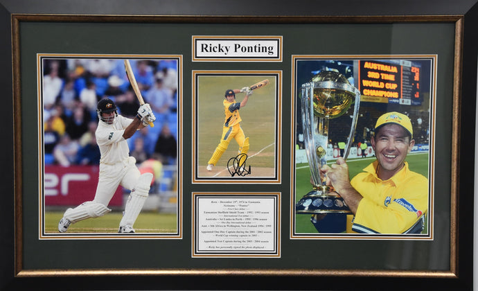 Ricky Ponting Personally Signed Career Tribute, Framed