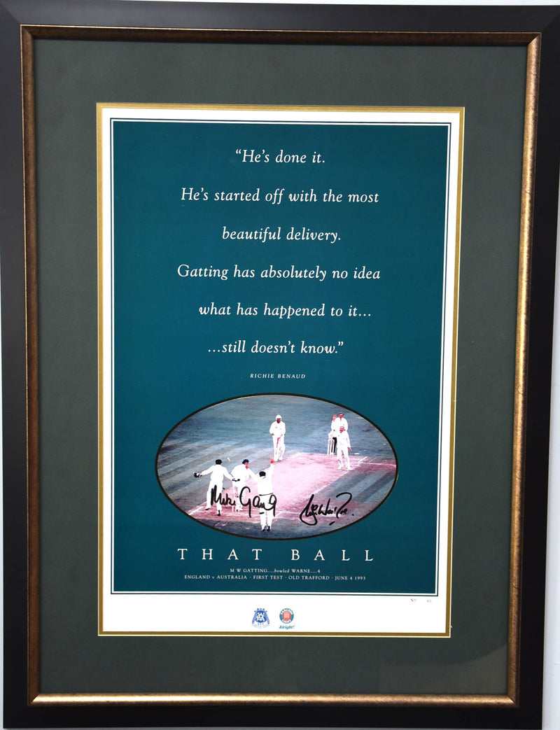 Load image into Gallery viewer, Shane Warne and Mike Gatting Personally Signed &#39;That Ball&#39; Collage
