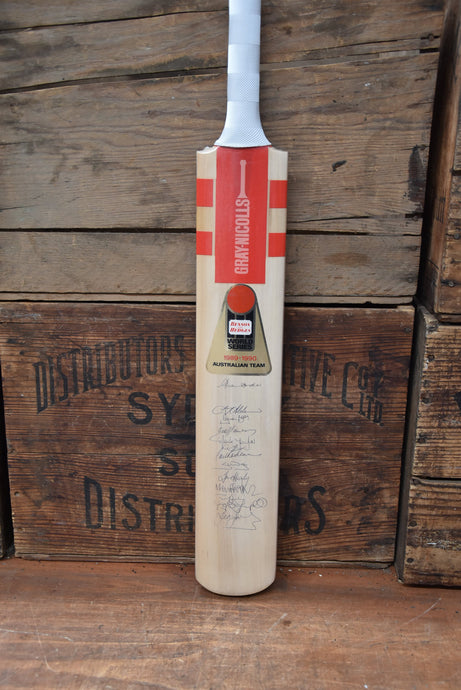 1989/90 Team Signed Bat by Australia, Pakistan and Sri Lanka, from Unique Memorabilia. 