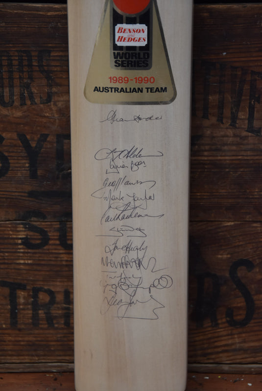 1989/90 Team Signed Bat by Australia, Pakistan and Sri Lanka, from Unique Memorabilia. 